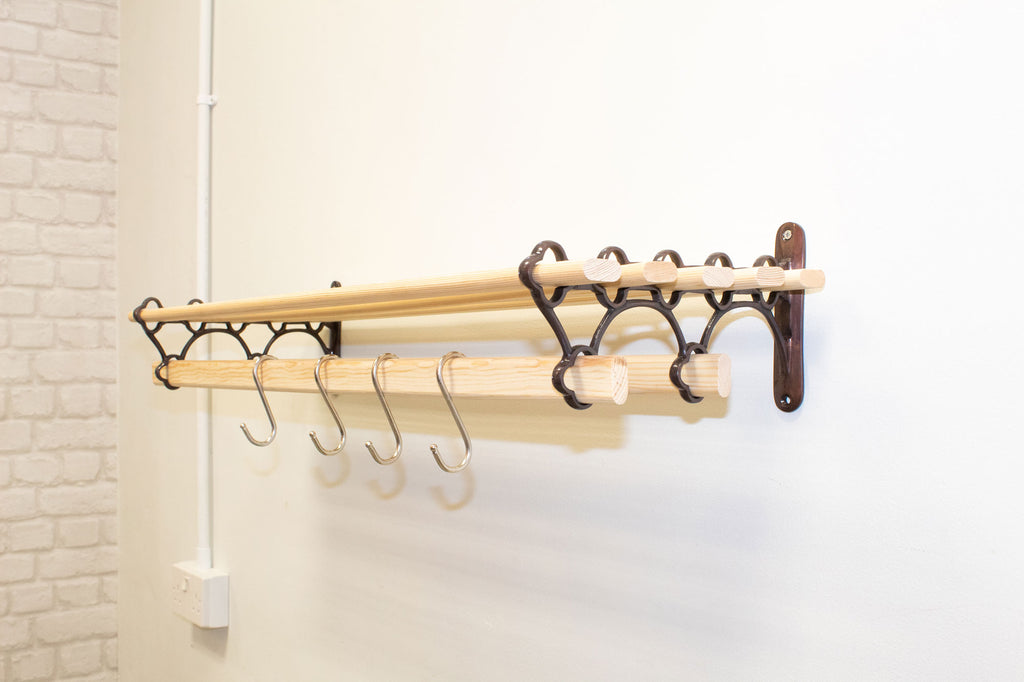 Shelf Drying Rack Wall Mounted Over Radiator Vintage Cast Iron 7 Lath ...