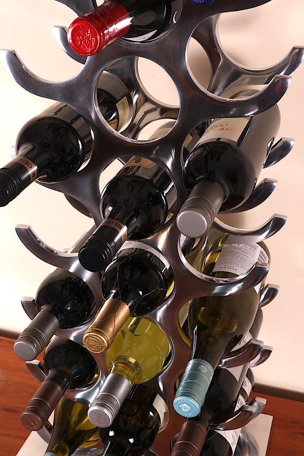 27 Bottle Wine Rack Aluminium Storage Tower FREE Beeswax Cheese Wrap